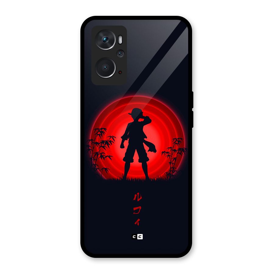 Dark Red Luffy Glass Back Case for Oppo K10 4G