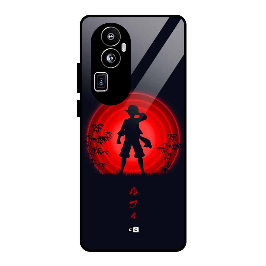 Dark Red Luffy Glass Back Case for Oppo Reno10 Pro Plus