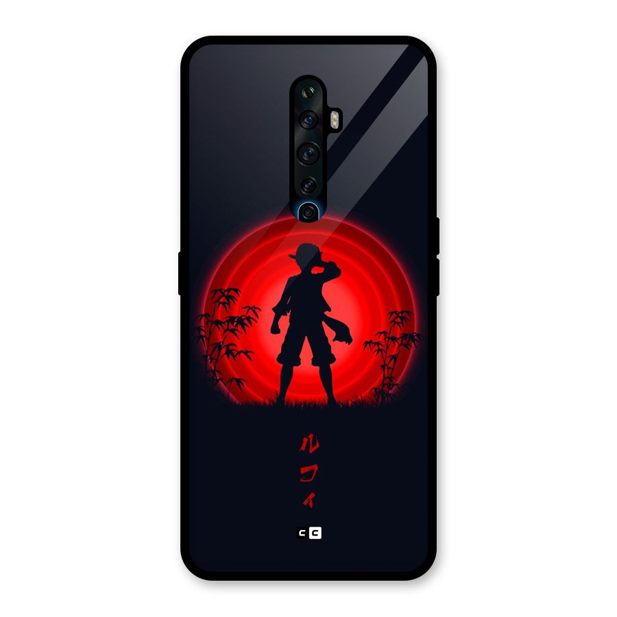 Dark Red Luffy Glass Back Case for Oppo Reno2 Z