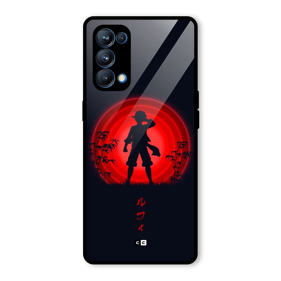 Dark Red Luffy Glass Back Case for Oppo Reno5 Pro 5G
