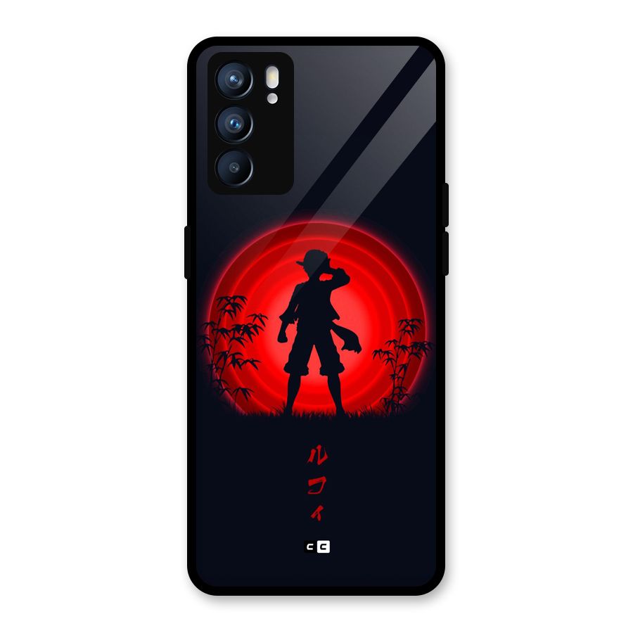 Dark Red Luffy Glass Back Case for Oppo Reno6 5G