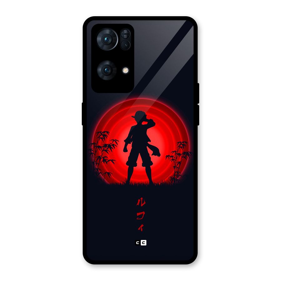 Dark Red Luffy Glass Back Case for Oppo Reno7 Pro 5G