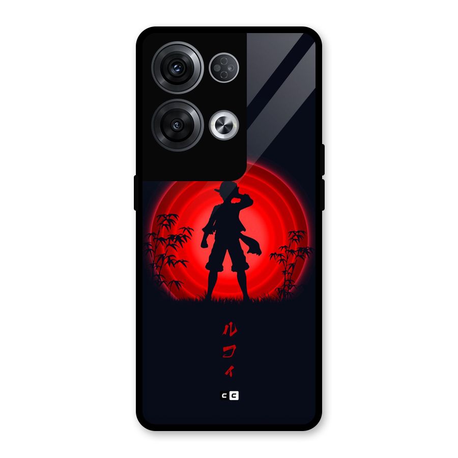 Dark Red Luffy Glass Back Case for Oppo Reno8 Pro 5G