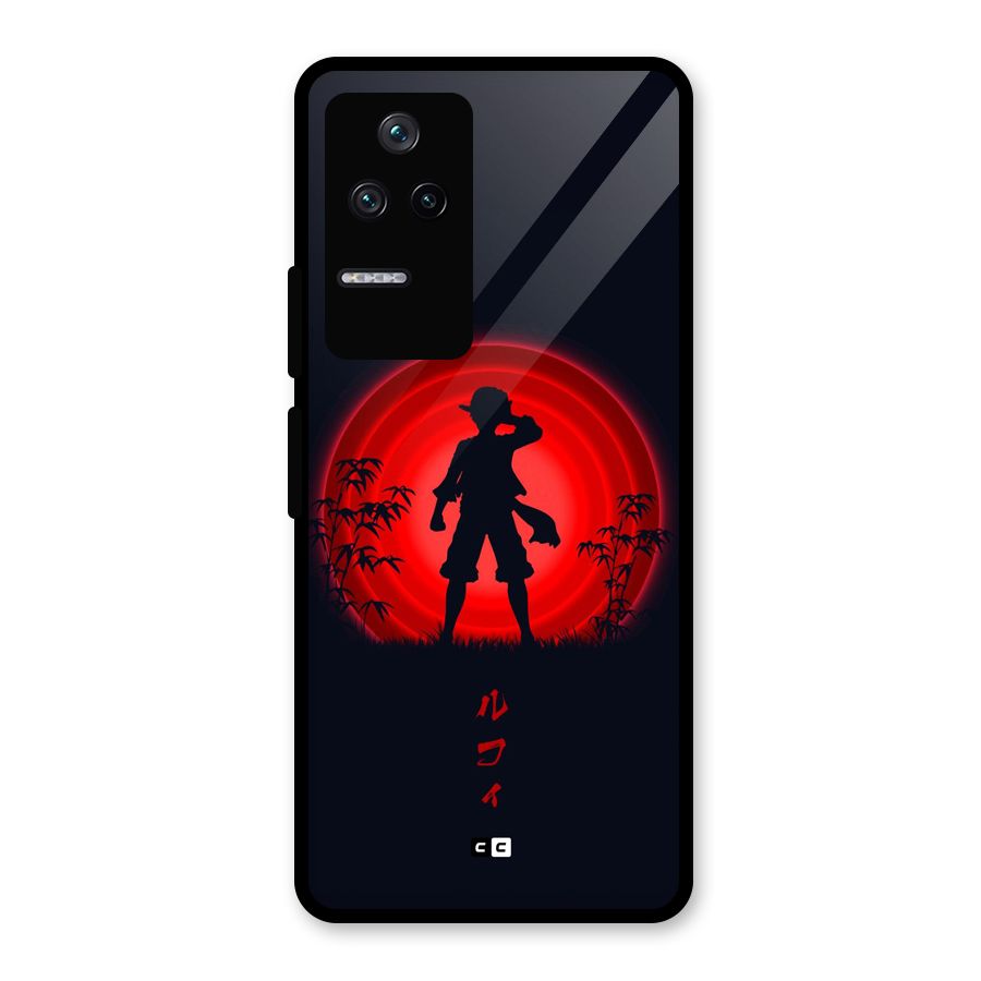 Dark Red Luffy Glass Back Case for Poco F4 5G