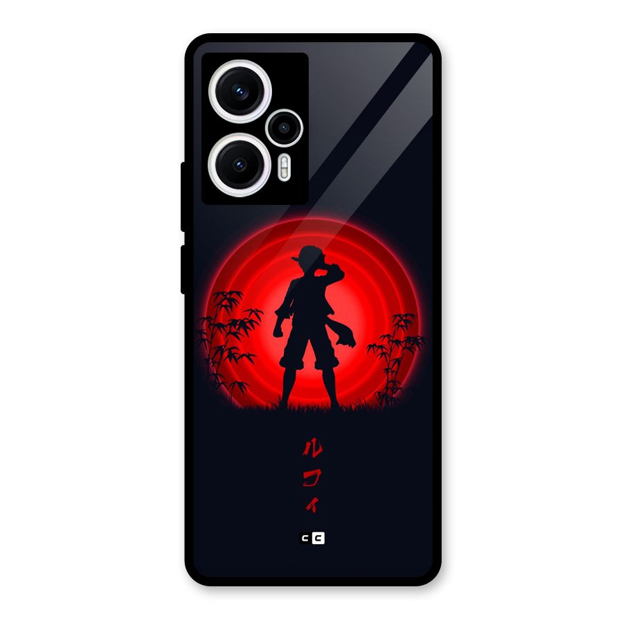 Dark Red Luffy Glass Back Case for Poco F5
