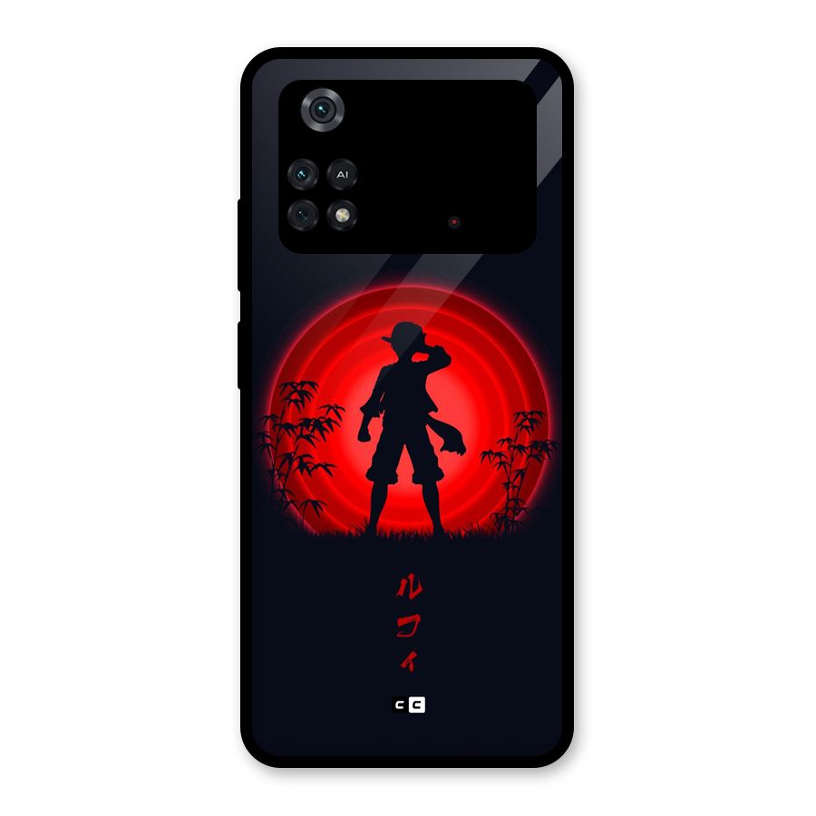 Dark Red Luffy Glass Back Case for Poco M4 Pro 4G