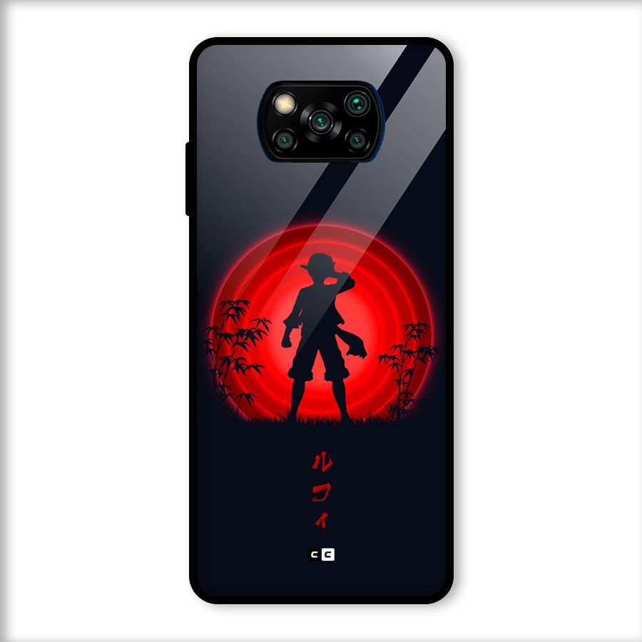 Dark Red Luffy Glass Back Case for Poco X3
