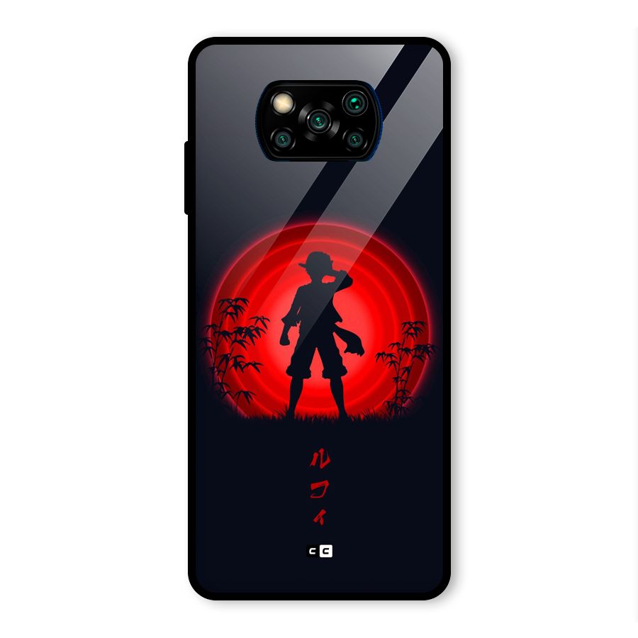 Dark Red Luffy Glass Back Case for Poco X3 Pro