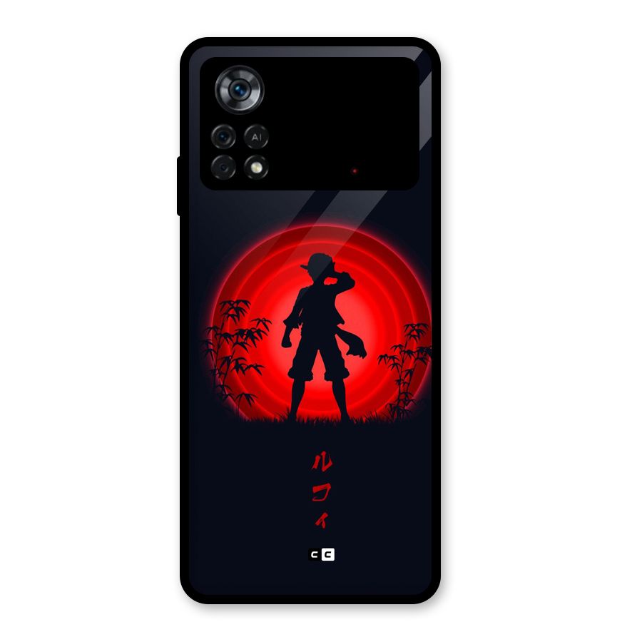 Dark Red Luffy Glass Back Case for Poco X4 Pro 5G