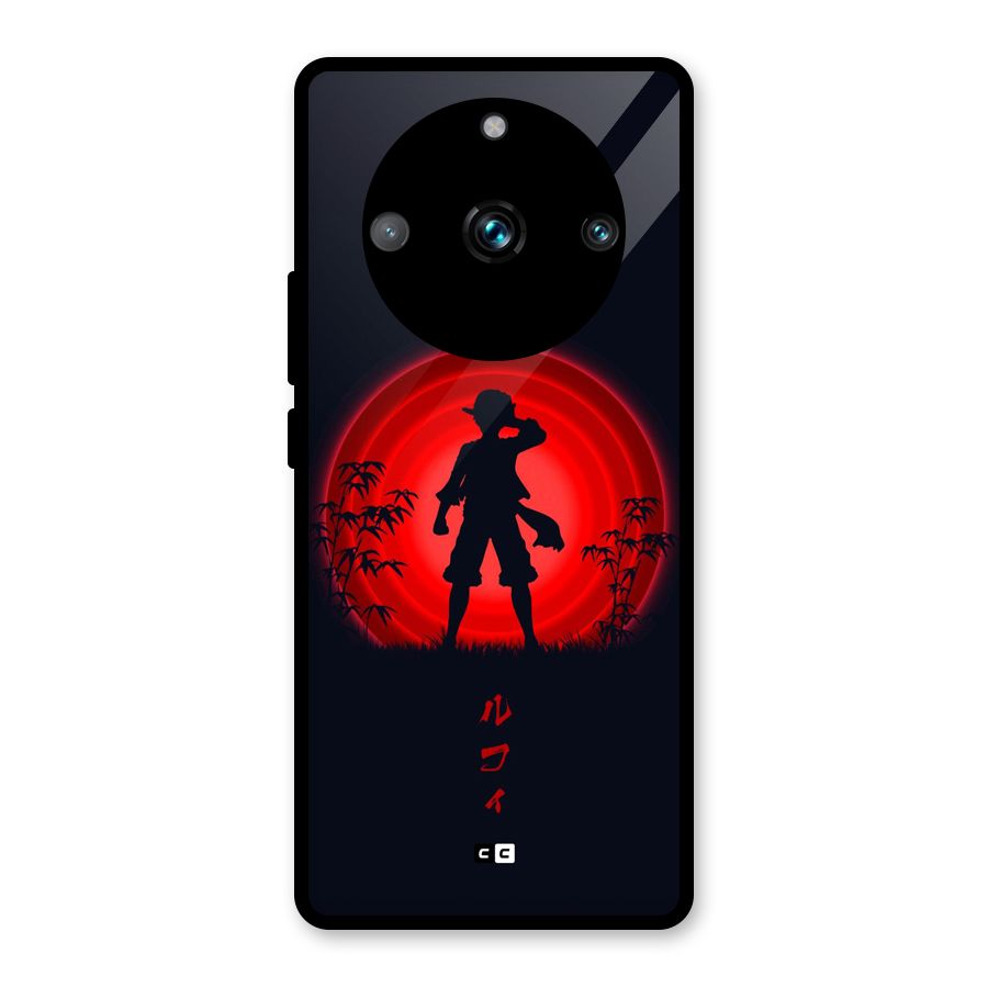 Dark Red Luffy Glass Back Case for Realme 11 Pro Plus