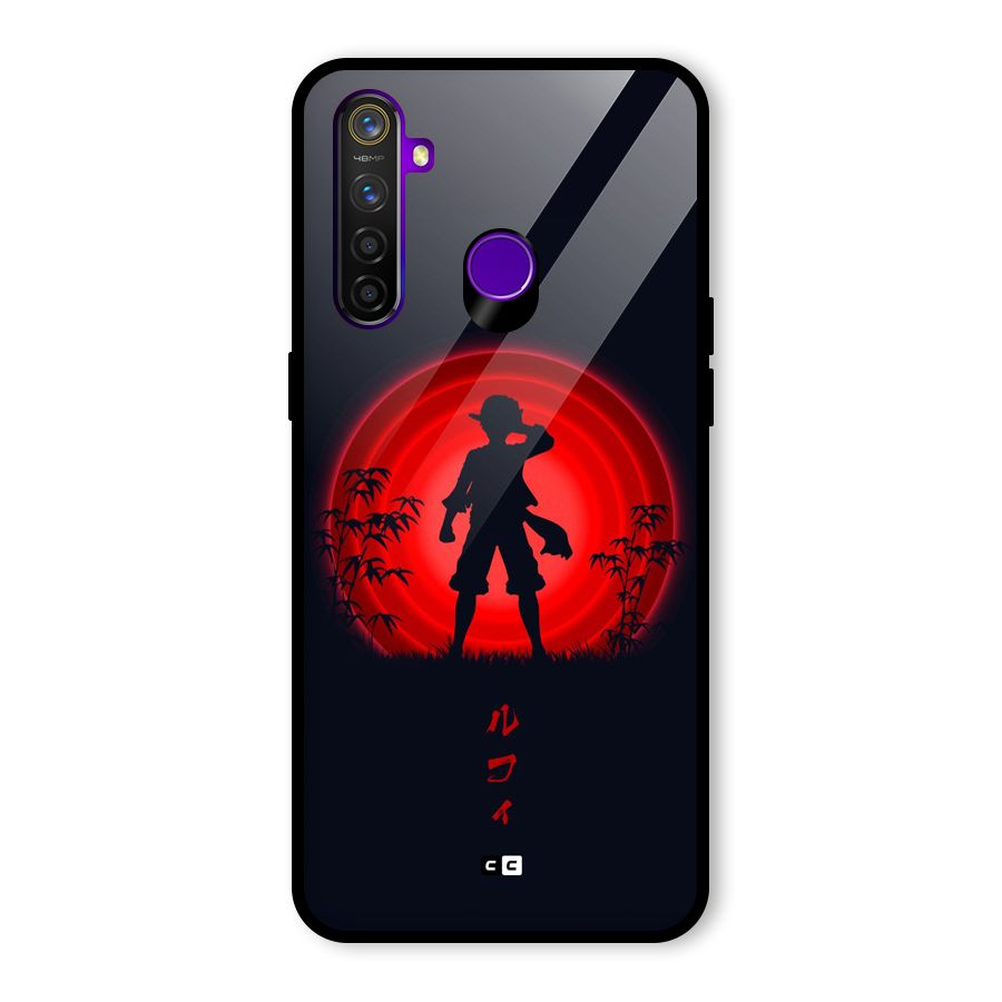 Dark Red Luffy Glass Back Case for Realme 5 Pro
