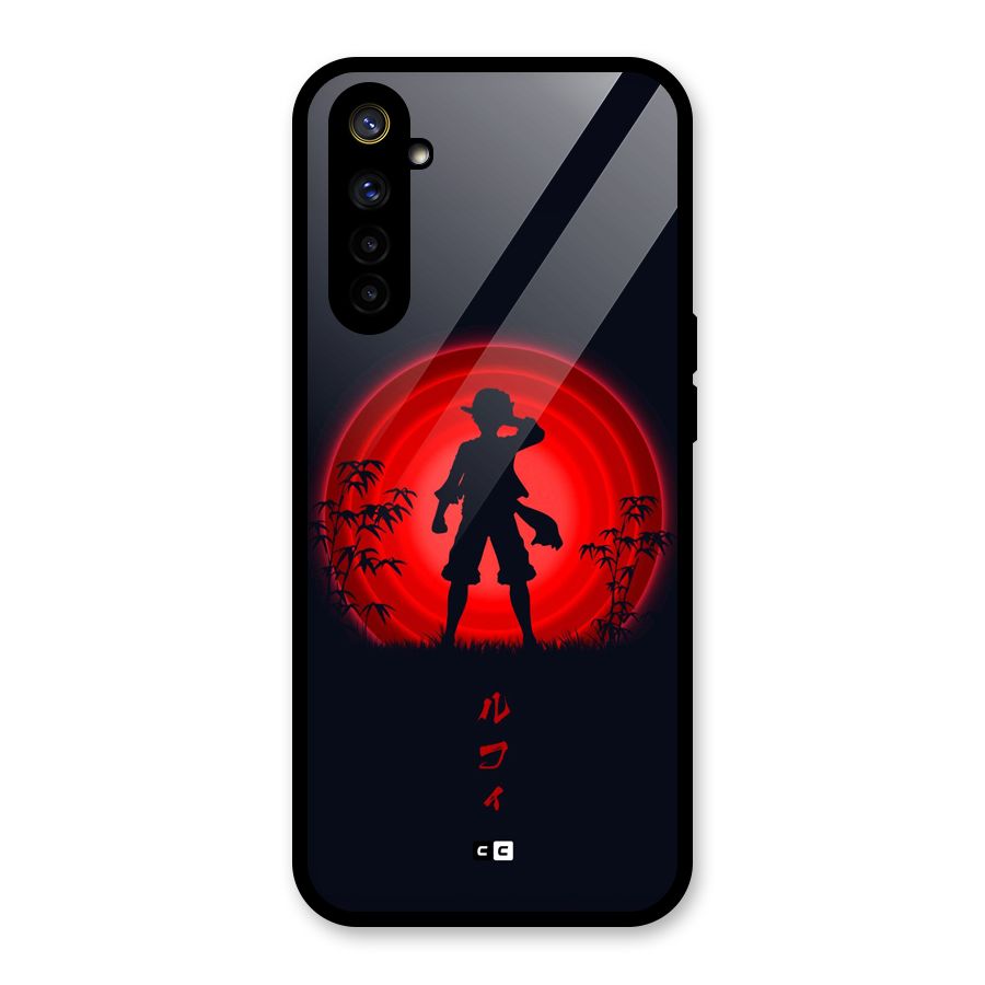 Dark Red Luffy Glass Back Case for Realme 6