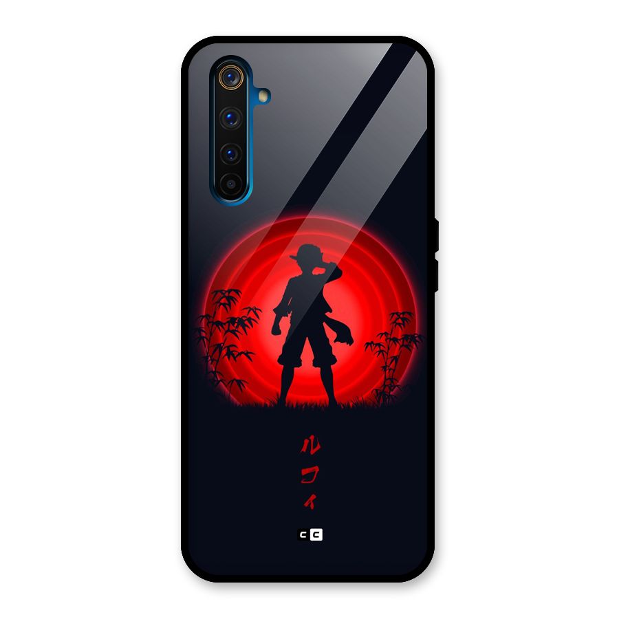 Dark Red Luffy Glass Back Case for Realme 6 Pro
