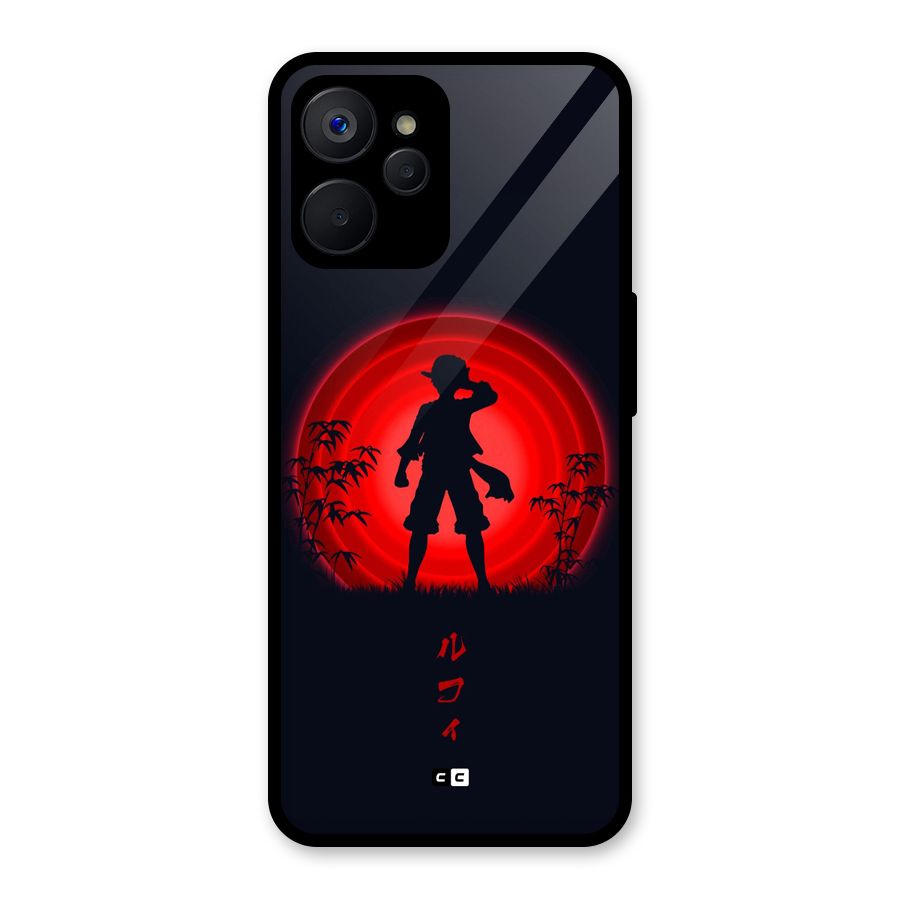 Dark Red Luffy Glass Back Case for Realme 9i 5G