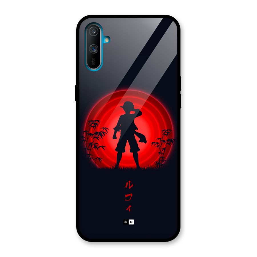 Dark Red Luffy Glass Back Case for Realme C3
