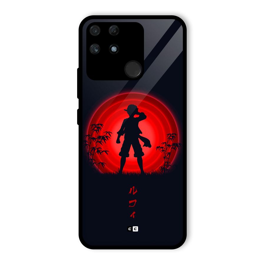 Dark Red Luffy Glass Back Case for Realme Narzo 50A