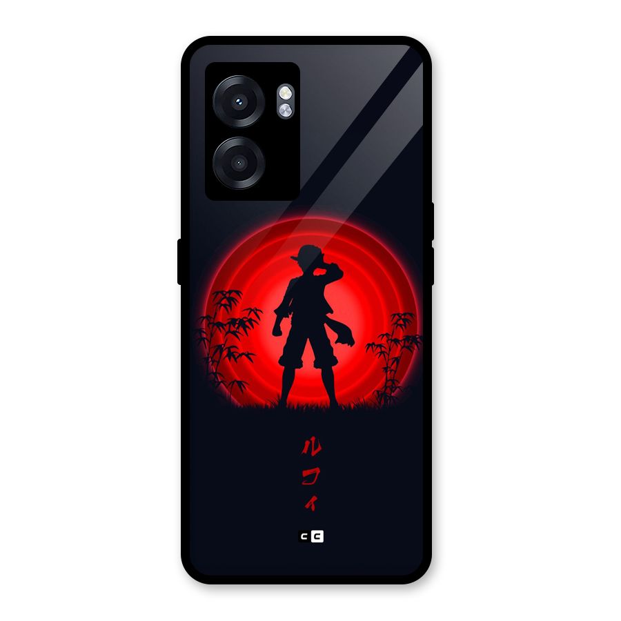 Dark Red Luffy Glass Back Case for Realme Narzo 50 5G