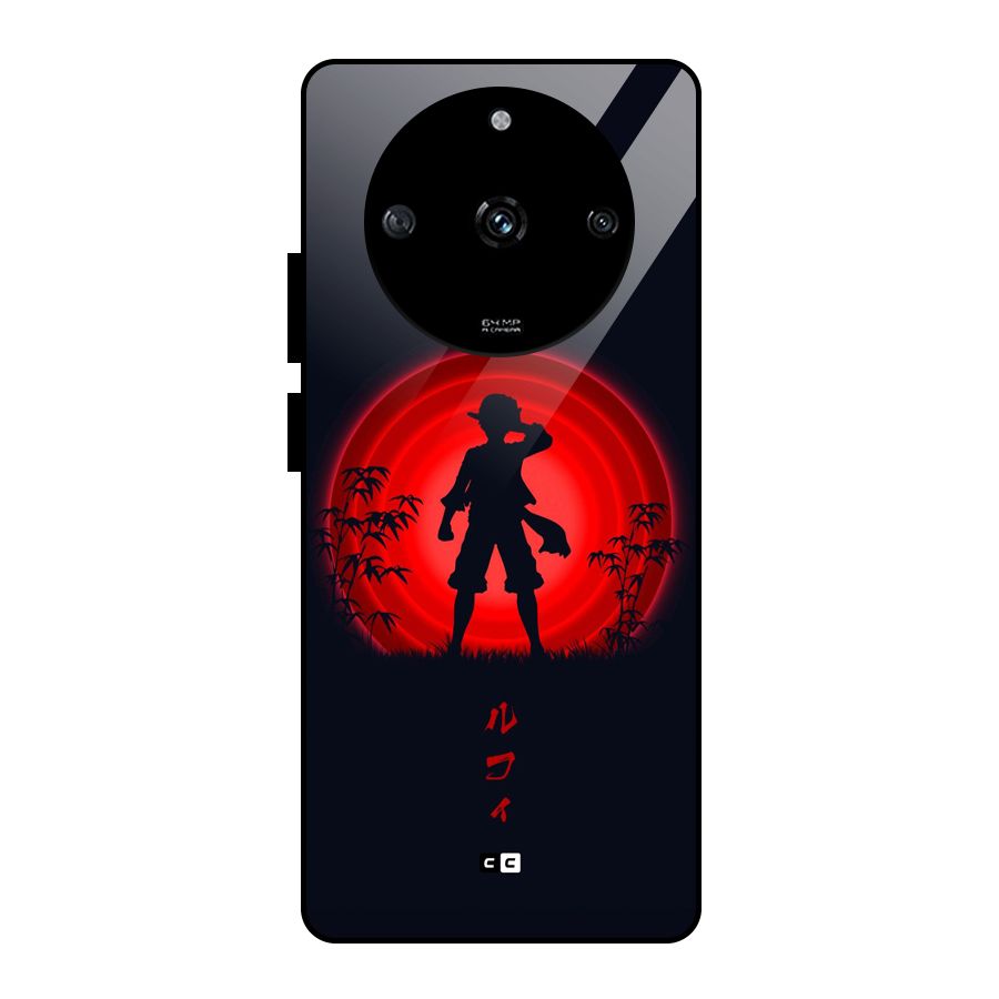 Dark Red Luffy Glass Back Case for Realme Narzo 60 5G