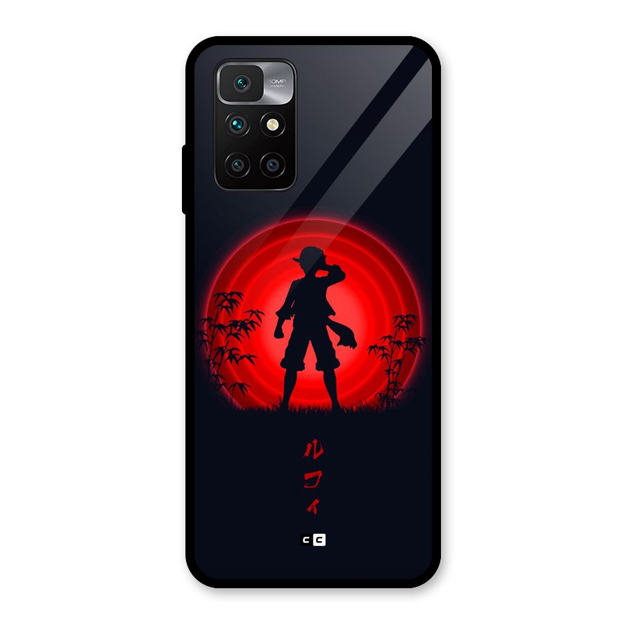 Dark Red Luffy Glass Back Case for Redmi 10 Prime