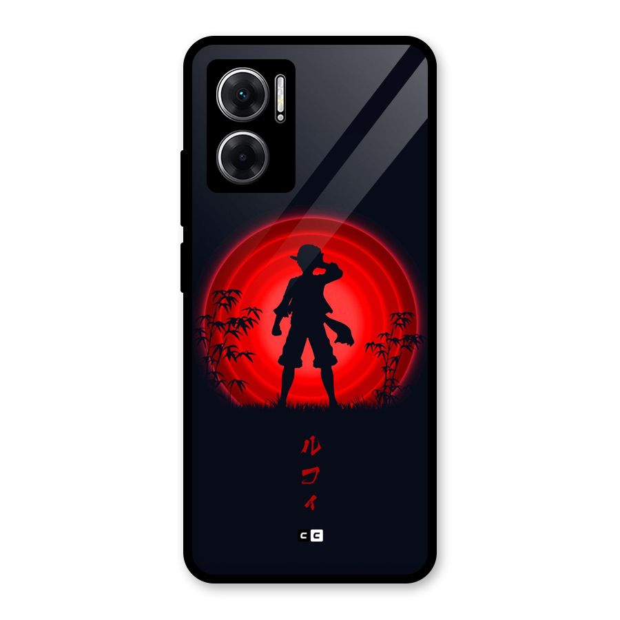 Dark Red Luffy Glass Back Case for Redmi 11 Prime 5G
