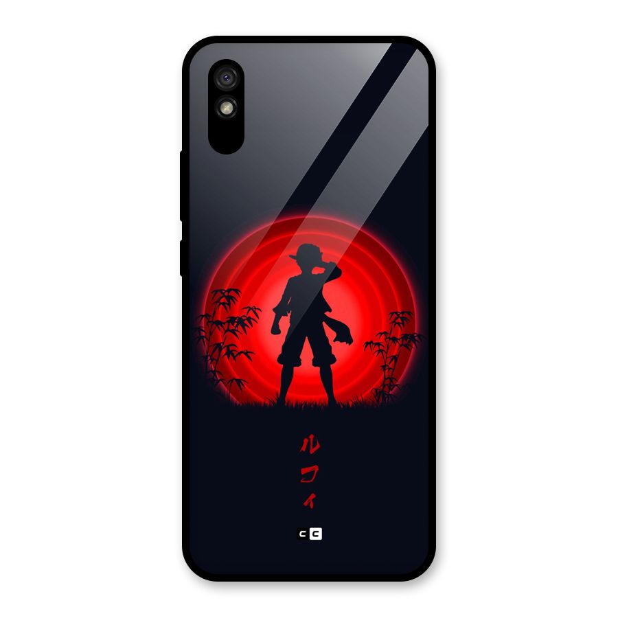 Dark Red Luffy Glass Back Case for Redmi 9i