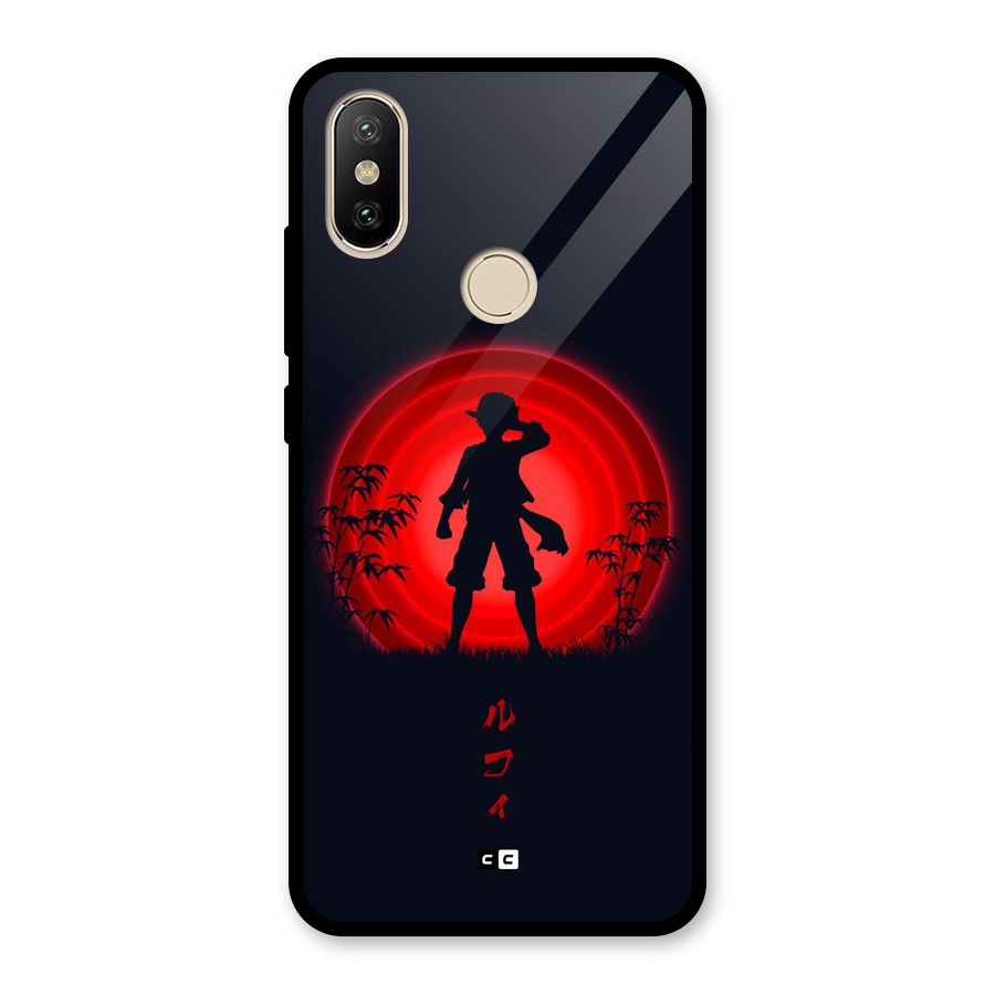 Dark Red Luffy Glass Back Case for Redmi A2