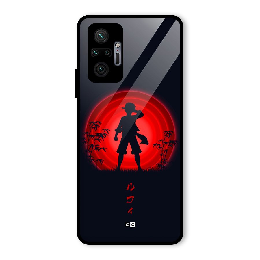 Dark Red Luffy Glass Back Case for Redmi Note 10 Pro