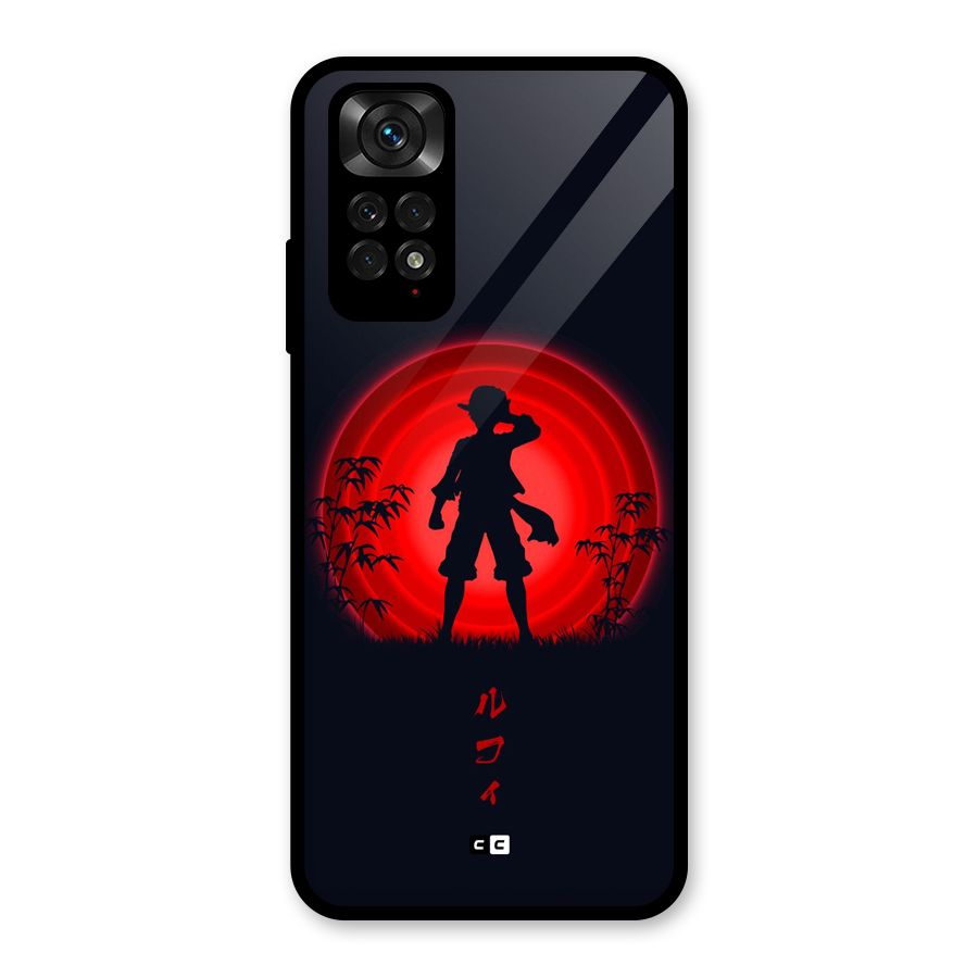 Dark Red Luffy Glass Back Case for Redmi Note 11S