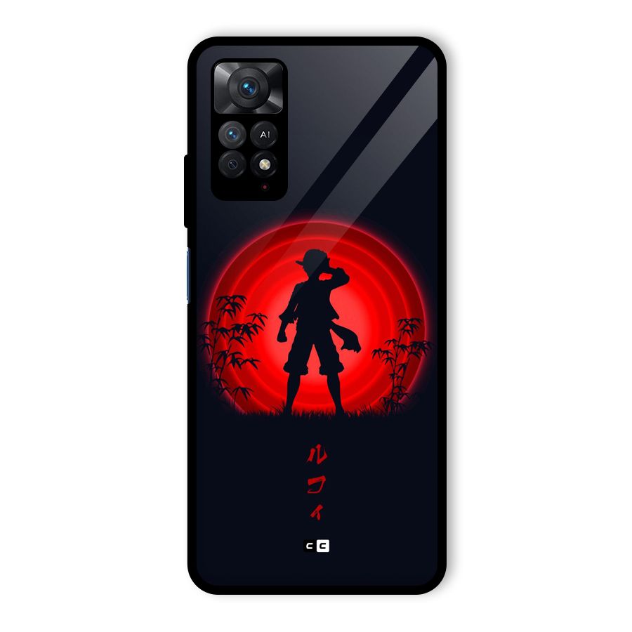 Dark Red Luffy Glass Back Case for Redmi Note 11 Pro