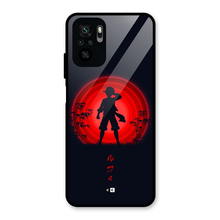 Dark Red Luffy Glass Back Case for Redmi Note 11 SE
