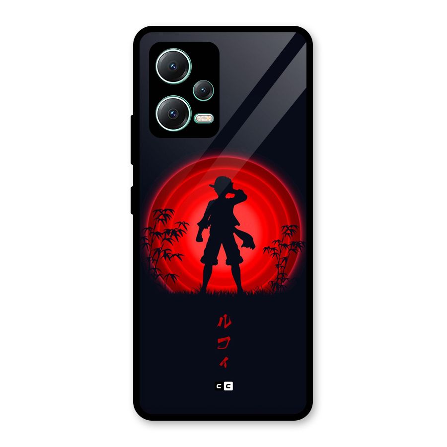 Dark Red Luffy Glass Back Case for Redmi Note 12 5G