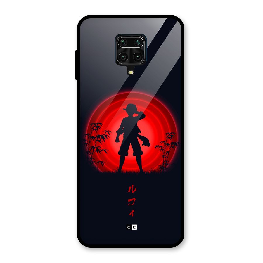 Dark Red Luffy Glass Back Case for Redmi Note 9 Pro
