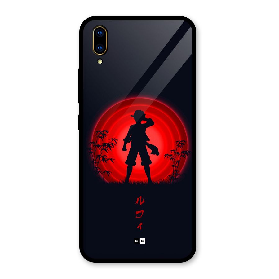 Dark Red Luffy Glass Back Case for Vivo V11 Pro