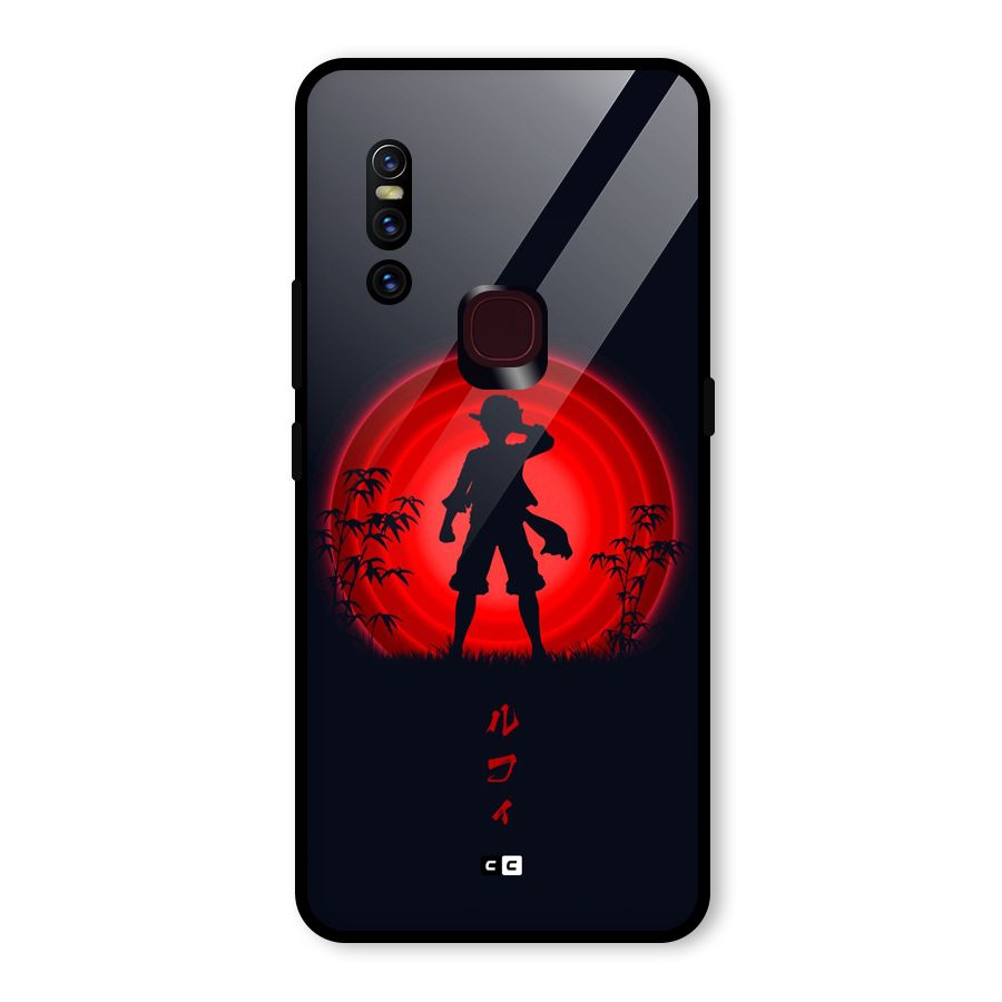 Dark Red Luffy Glass Back Case for Vivo V15