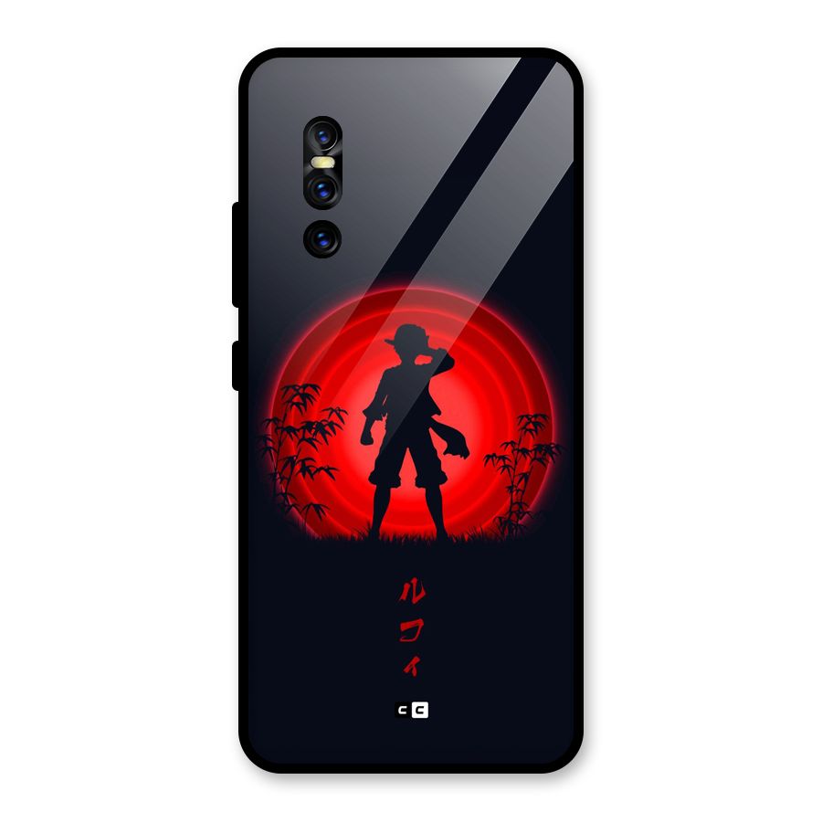 Dark Red Luffy Glass Back Case for Vivo V15 Pro