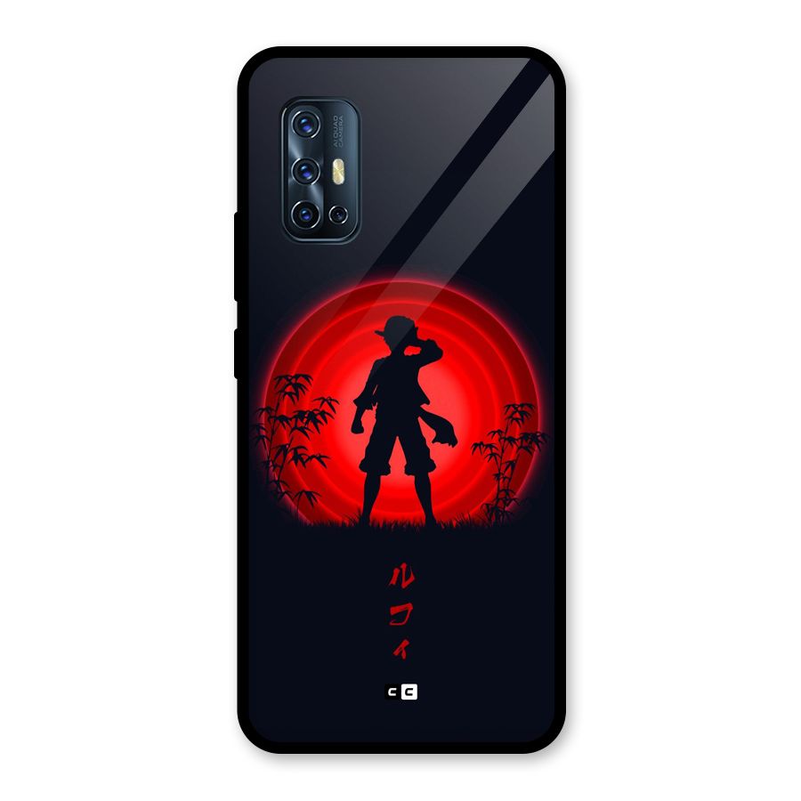 Dark Red Luffy Glass Back Case for Vivo V17