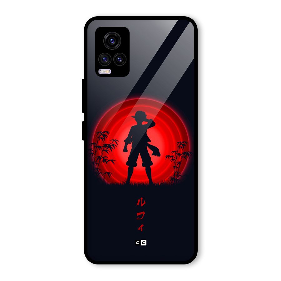 Dark Red Luffy Glass Back Case for Vivo V20