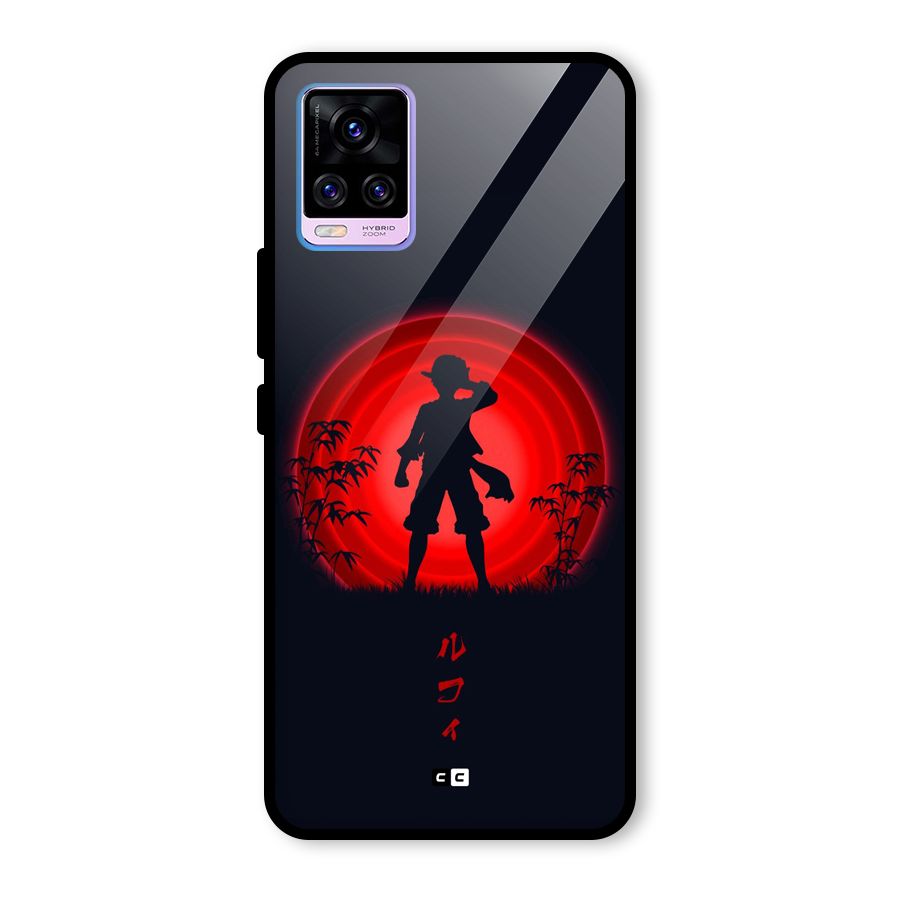 Dark Red Luffy Glass Back Case for Vivo V20 Pro