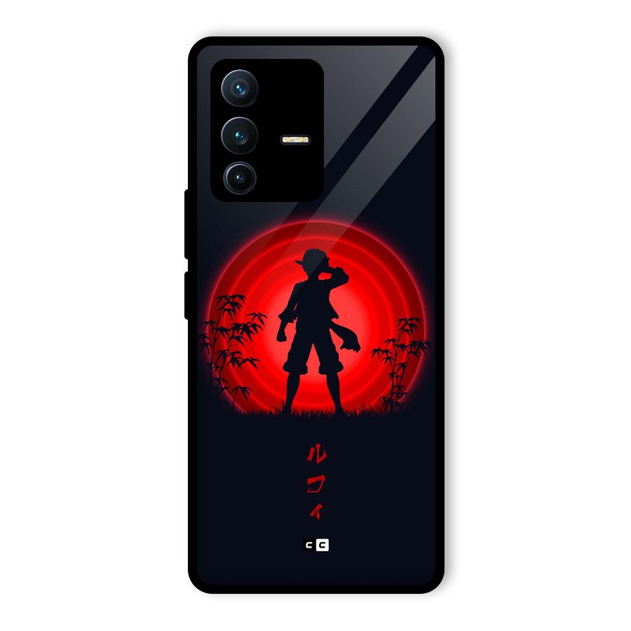 Dark Red Luffy Glass Back Case for Vivo V23 Pro