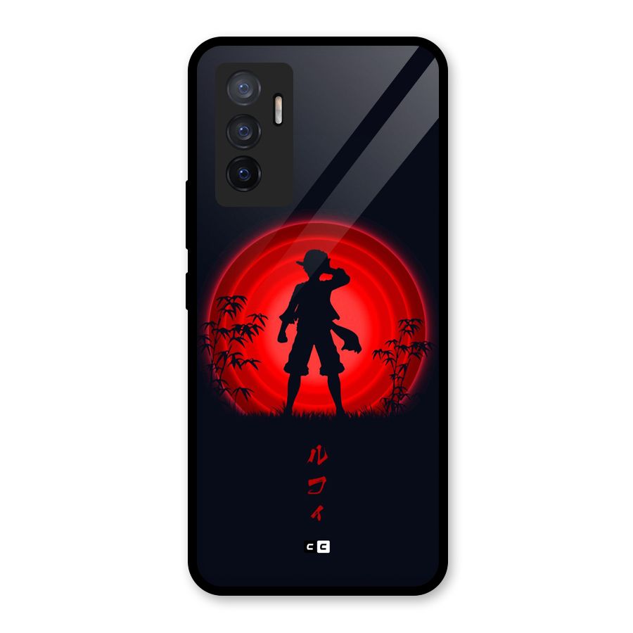 Dark Red Luffy Glass Back Case for Vivo V23e