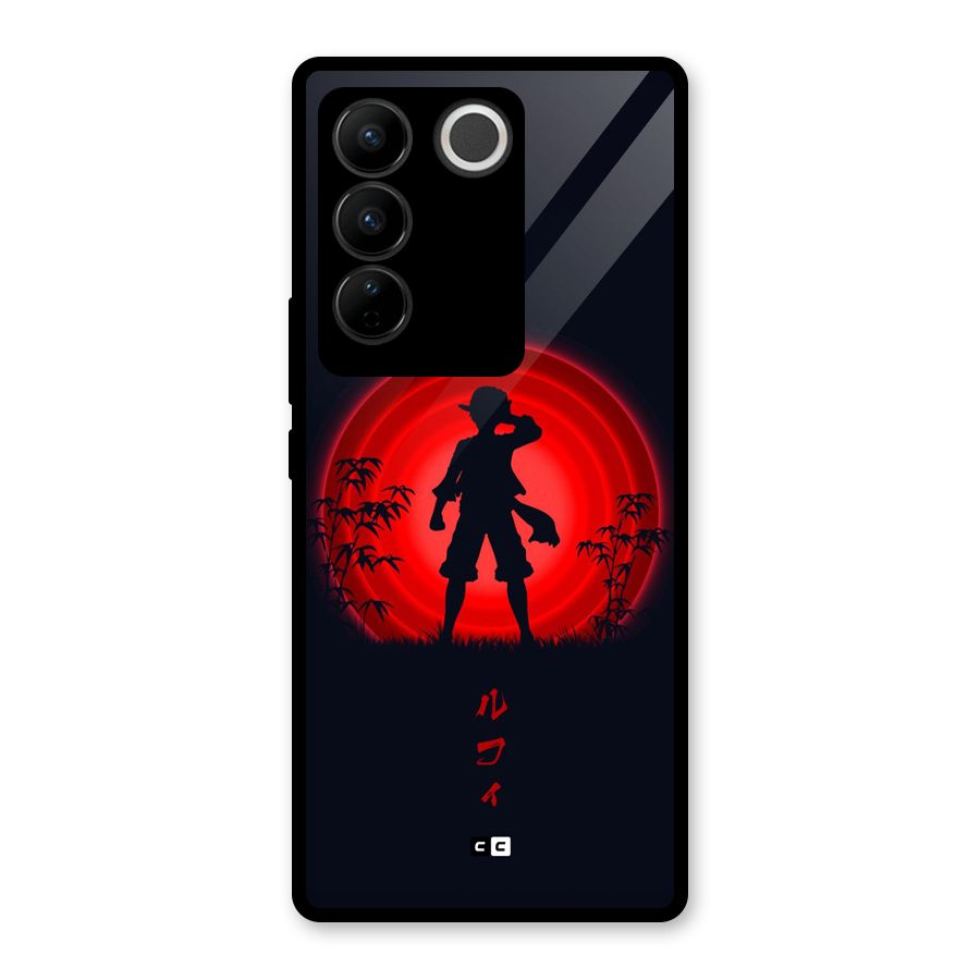 Dark Red Luffy Glass Back Case for Vivo V27 Pro