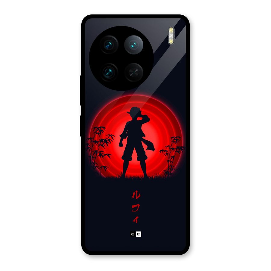 Dark Red Luffy Glass Back Case for Vivo X90 Pro