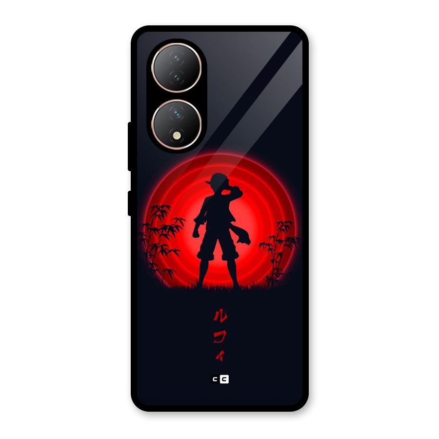 Dark Red Luffy Glass Back Case for Vivo Y100A