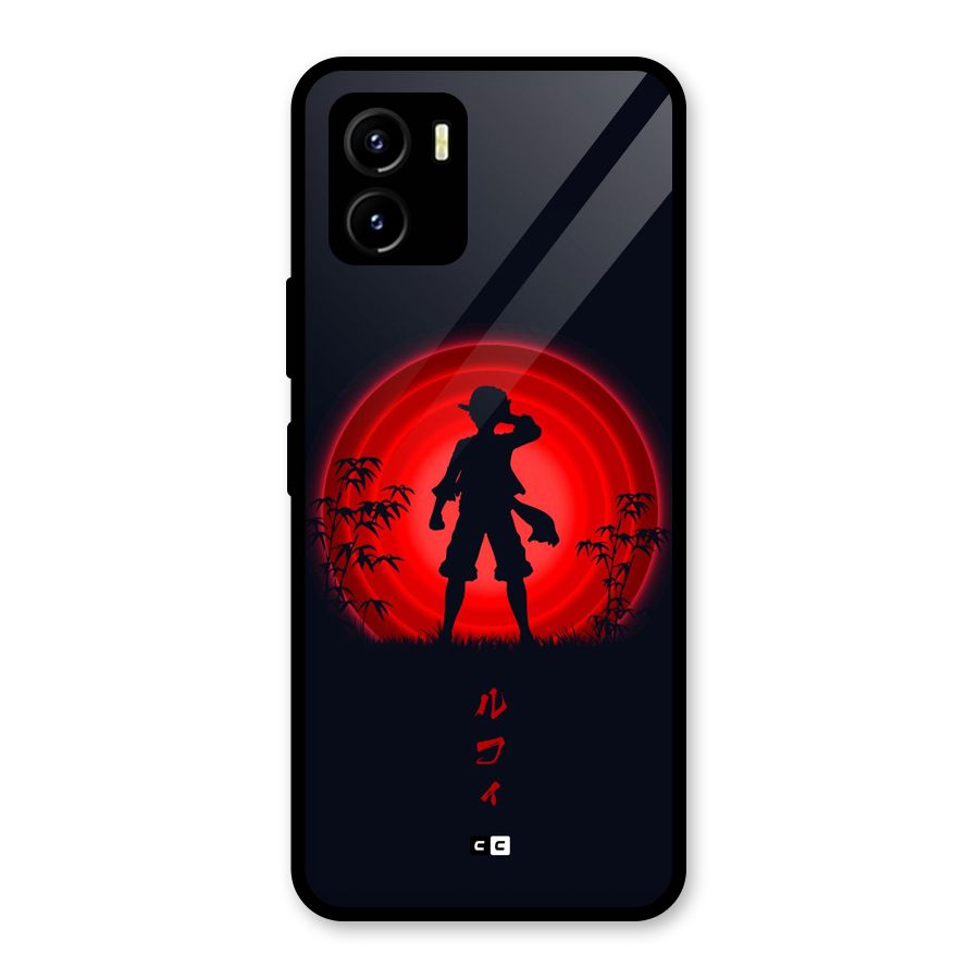 Dark Red Luffy Glass Back Case for Vivo Y15s