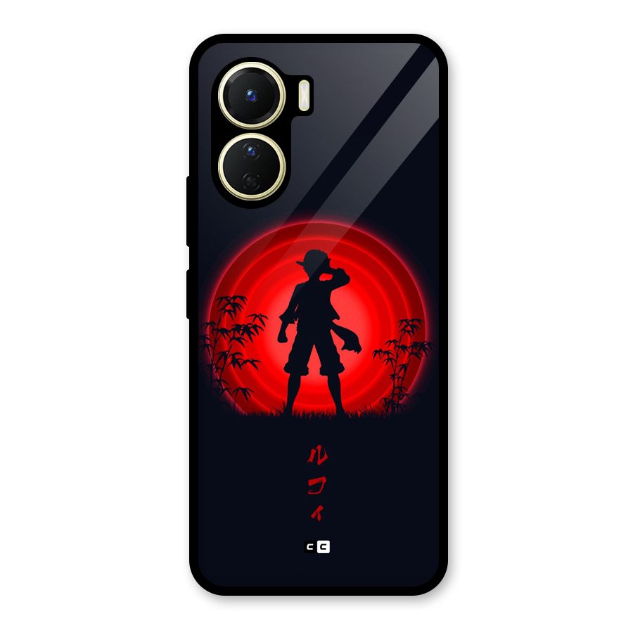 Dark Red Luffy Glass Back Case for Vivo Y16
