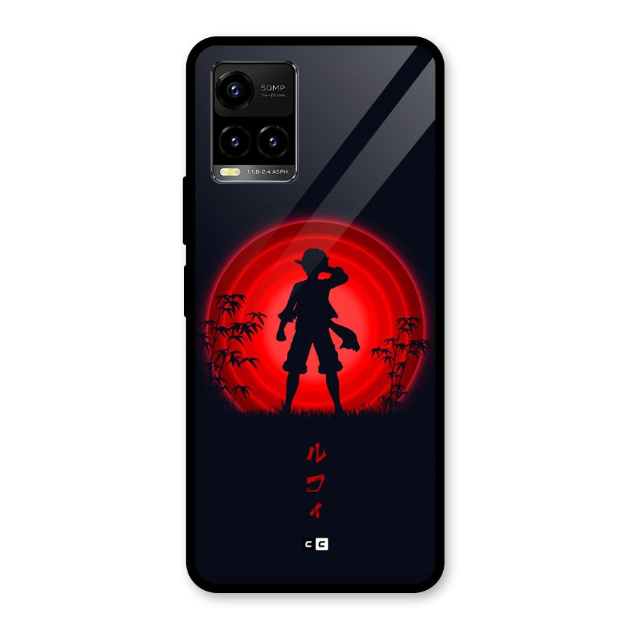 Dark Red Luffy Glass Back Case for Vivo Y21T