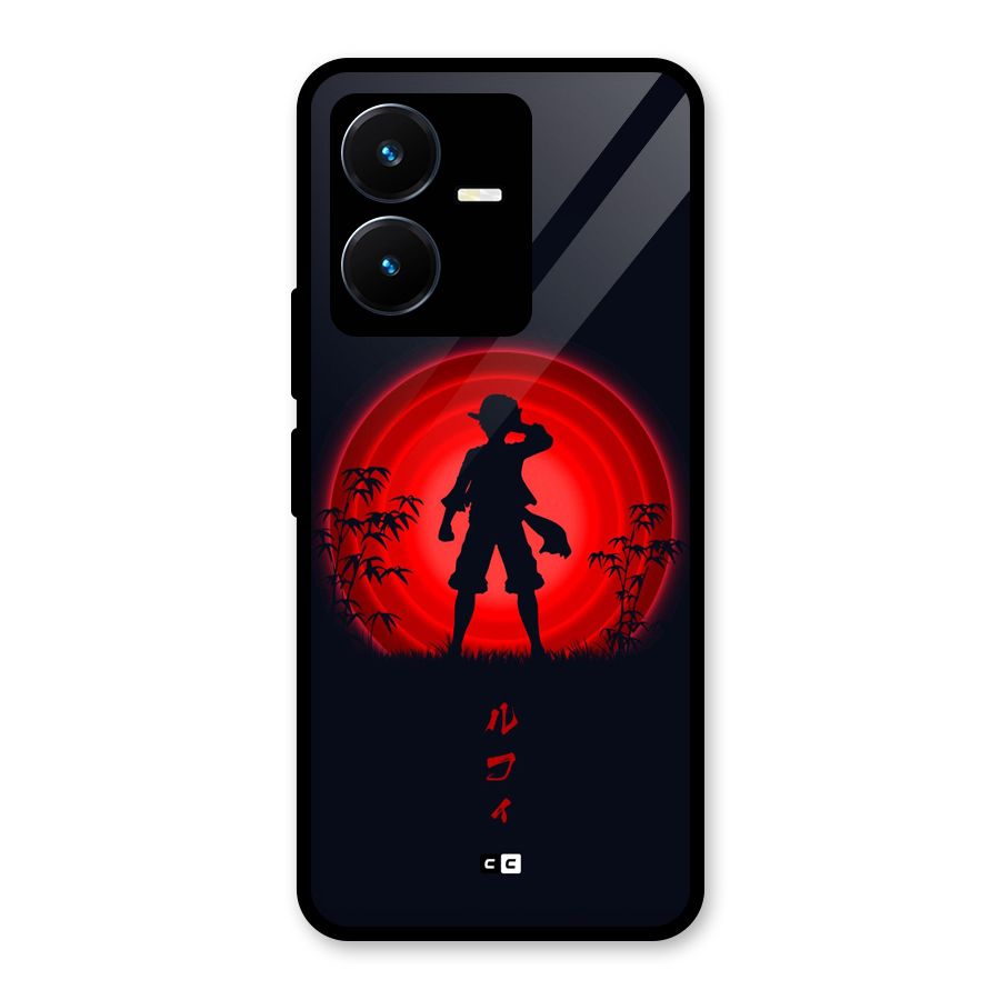 Dark Red Luffy Glass Back Case for Vivo Y22s