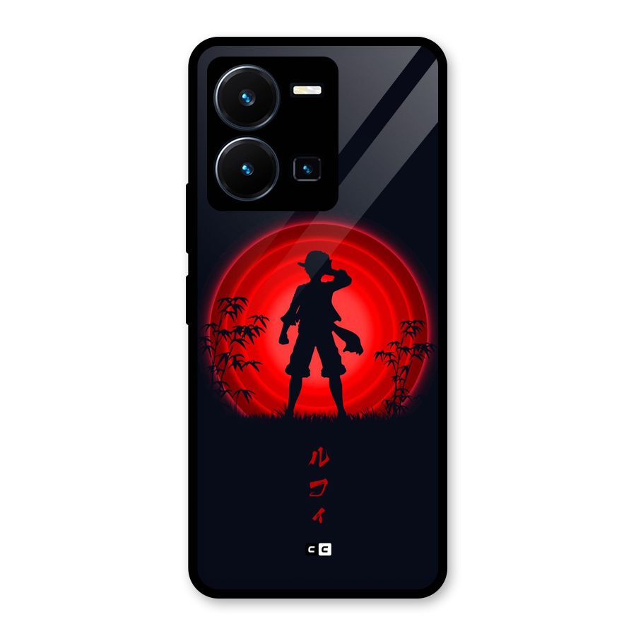 Dark Red Luffy Glass Back Case for Vivo Y35