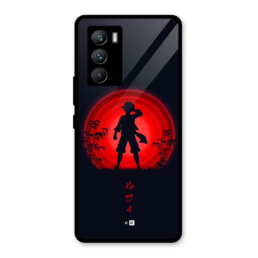Dark Red Luffy Glass Back Case for Vivo iQOO 9 SE
