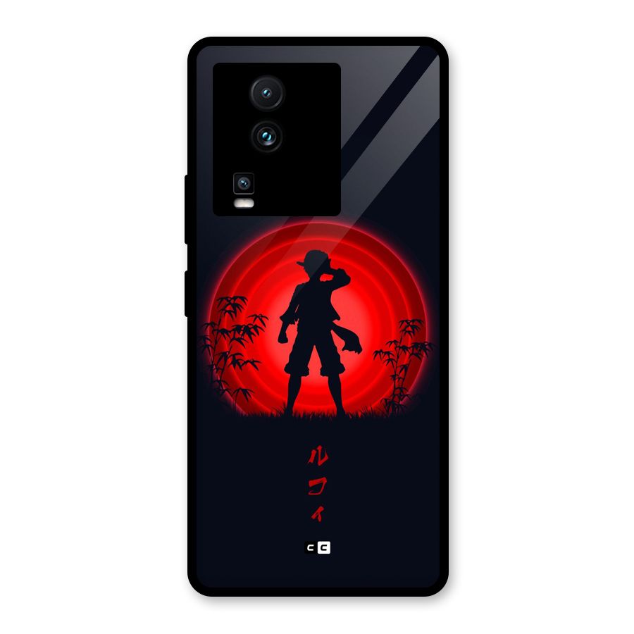 Dark Red Luffy Glass Back Case for Vivo iQOO Neo 7